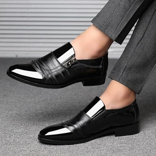 Men's Zipper Dress Shoes Patent Leather Loafers Classic Moccasins Oxford Formal Business Tuxedo Shoes2