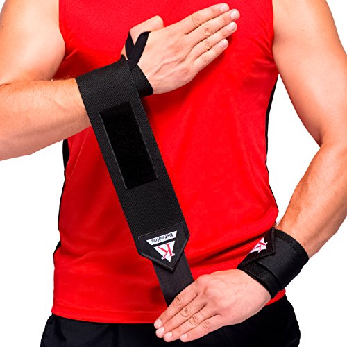 BYKOTTOS Black Wrist Wraps Weightlifting Powerlifting Wrist Wraps Professional Straps Strongest Wrist Support Braces, Bodybuilding Weight Lifting Powerlifting Crossfit Gym Training Bands, Men/Women