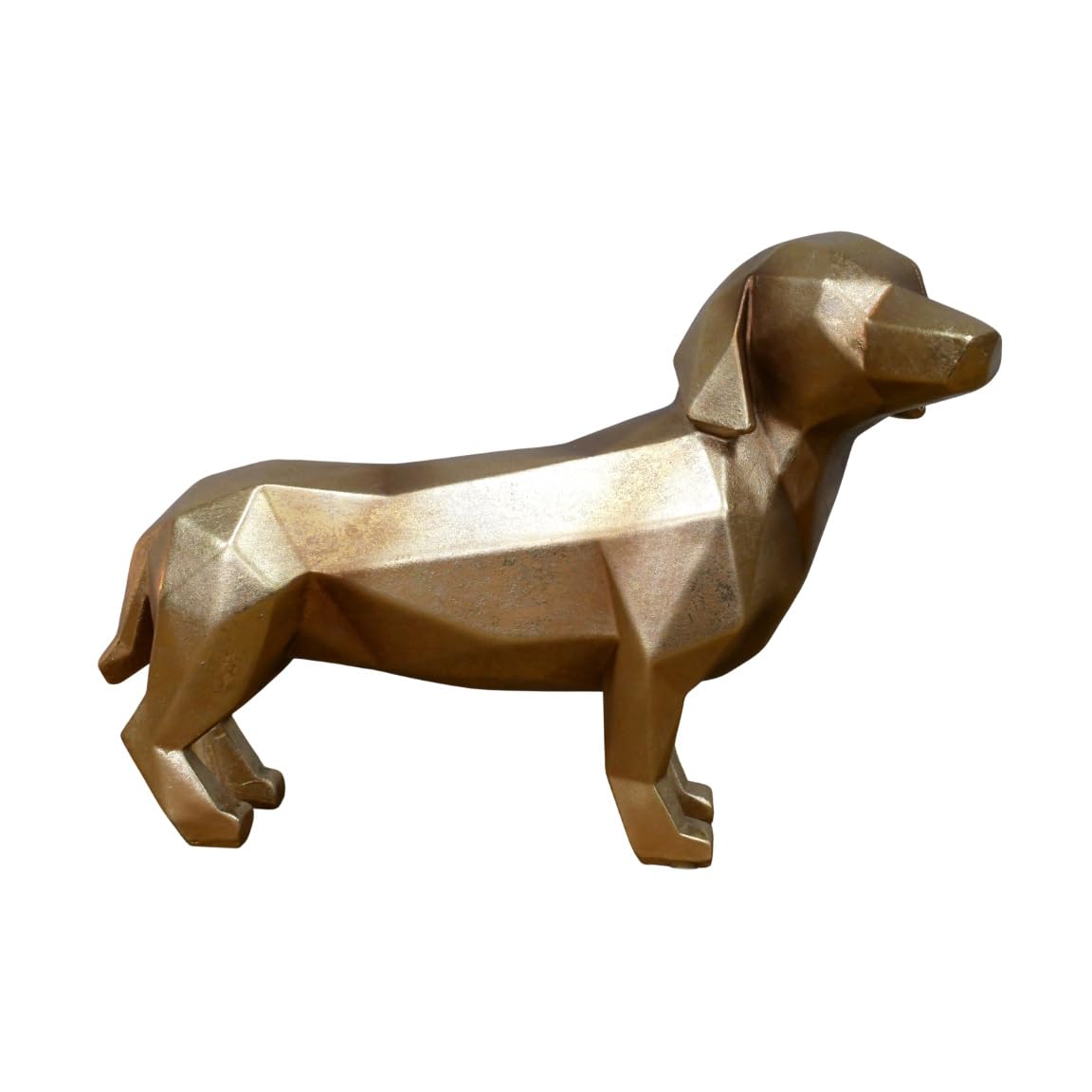 Gifts Direct 2 U Dachshund Sausage Dog Ornament Figurine Gold Geometric Metallic Sculpture Home Decor