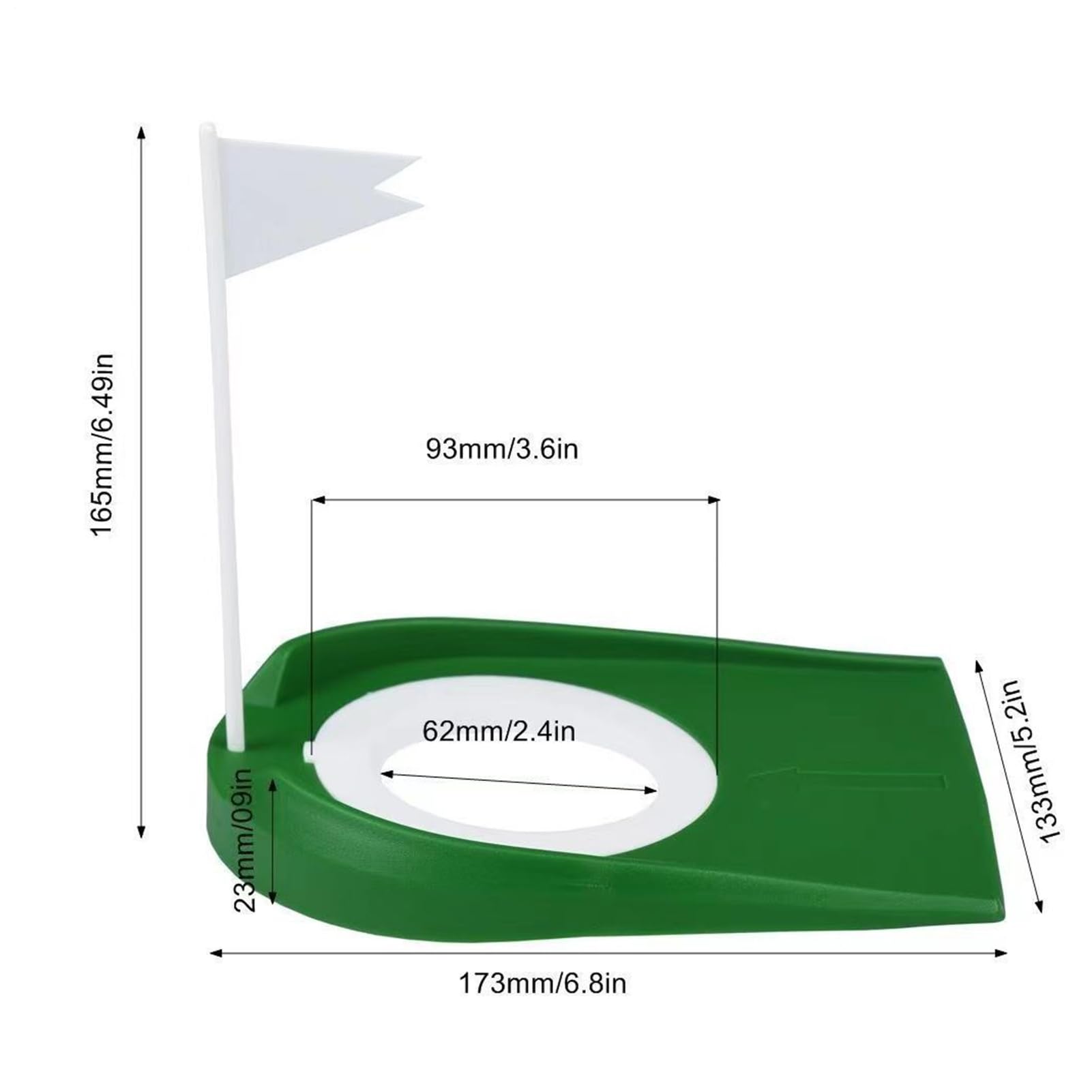 2 copas de putt de golf - 6,81 x 5,24 pulgadas herramienta para putter perr campo práctica, agujero perr putt de golf con bandera | Gulf Puttings Skills Training Aid con bandera verde interior y