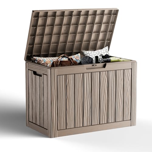 GGYI Caja de almacenamiento para exteriores de 45 galones, cajas de resina impermeables, contenedores para interiores y exteriores para entrega de paquetes, cojines de patio, herramientas de