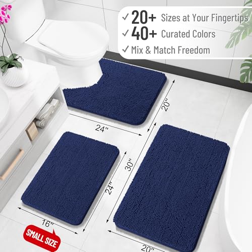 Image of OLANLY Large Bathroom Rugs 44x32, Soft Absorbent Chenille Bath Rugs, Rubber Backing Quick Dry, Machine Washable Bath Mats for Bathroom Floor, Tub and Shower, Home Decor Accessories, Twilight Sapphire