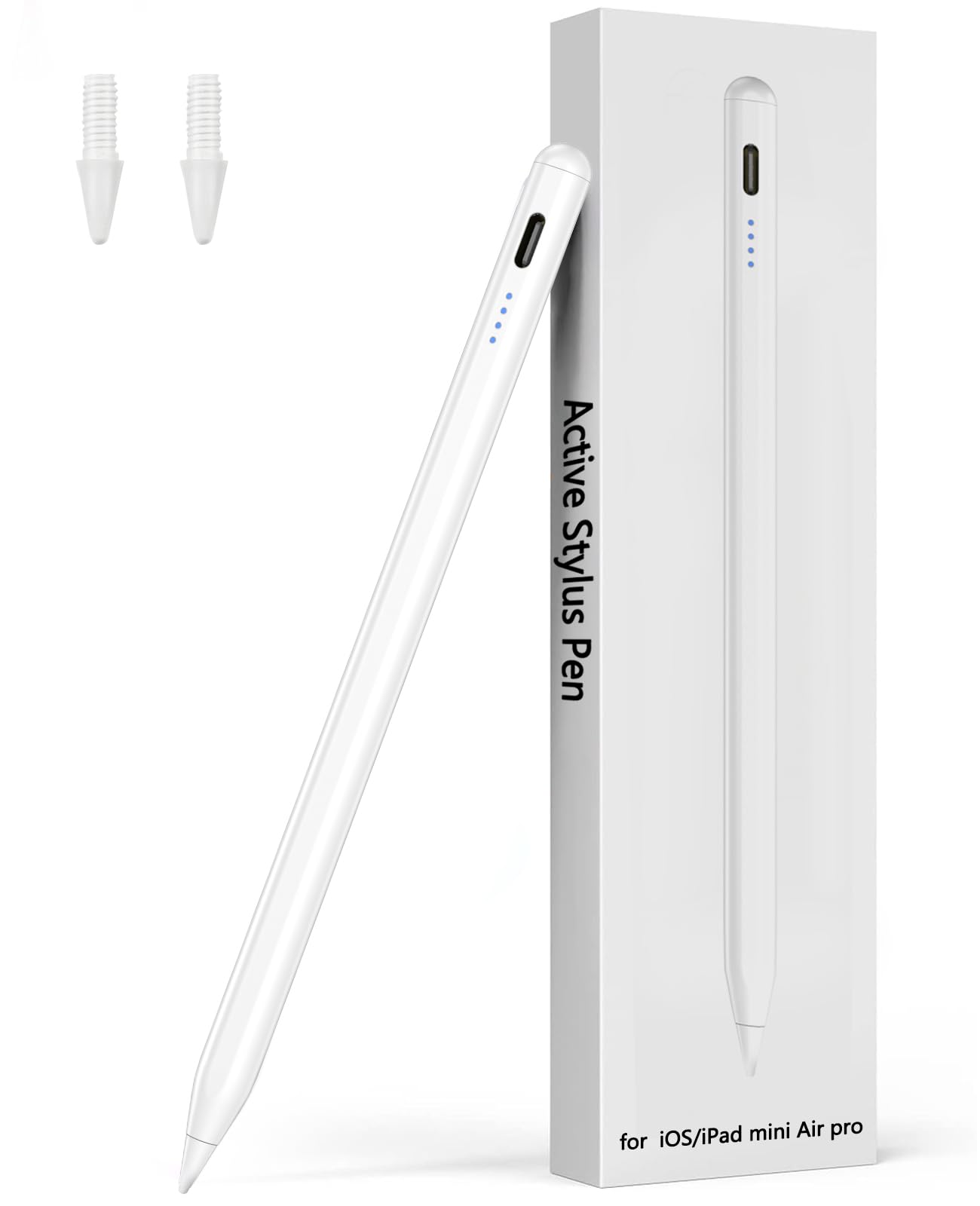 Pencil for Apple iPad A16 10th Generation | Stylus Pen for iPad 2025-2018 11th–6th Gen, Pro 11"/12.9"/13" M4, Air 11"/13" M2/M3, Mini A17 Pro/6/5 | Palm Rejection – White