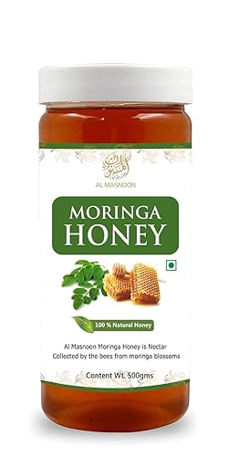 RUP AL MASNOON Miel de moringa de 17.64ozNéctar recogido por las abejas de flores de moringa, 100% cruda, pura y natural