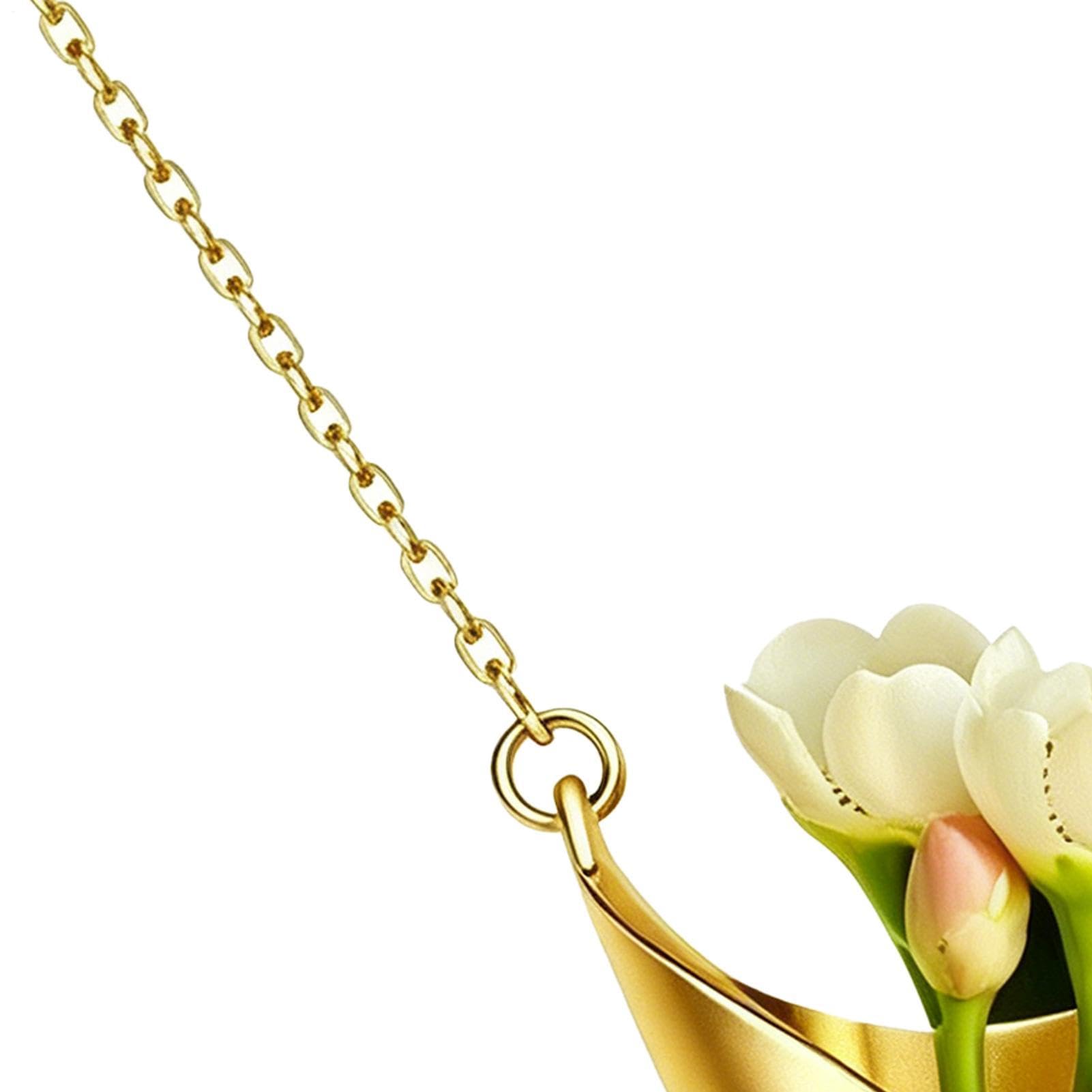Kupfer Blumenanhänger Halskette Romantischer Blumenstrauß-Schmuck für Frauen