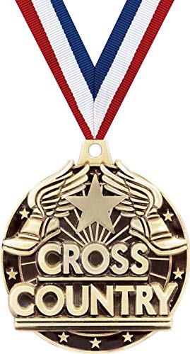 Running Medals, 2" Gold Cross Country Medal Award with Free Custom Engraving Prime