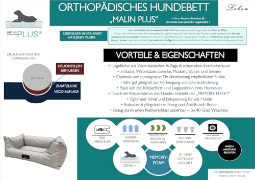 Lebon - Hundebett Malin Plus -80cm, 100cm und 120cm - Orthopädisch - Hochwertig und Made in EU - Pflegeleicht, Robust und Wasserabweisend - Hoher Rand - Waschbar (XL)