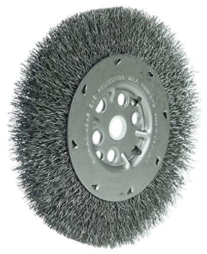 Image of Weiler 01505 6 inch Maximum Density Crimped Wire Wheel, .014 inch Steel Fill, 5 /8 inch-1 /2 inch Arbor Hole, Made in The USA