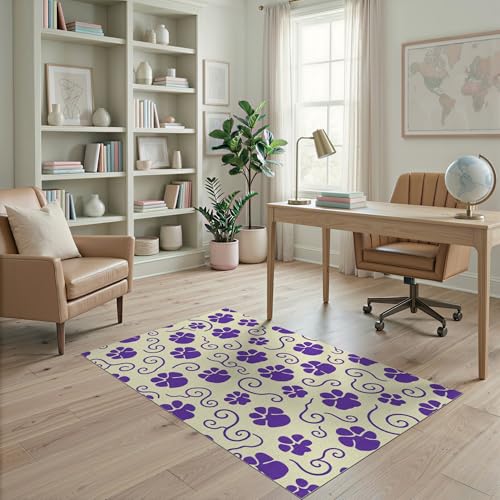 ODIKA 4'x6' Washable Flatwoven Rug, Purple Graphic Easy Care Throw