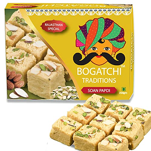 BOGATCHI-Complete-Rakhi-Gift-Hamper-Sweets-and-Dry-Fruits-Best-Gift-for-Brother-Traditional-Soan-Papdi200g-Natural-Raisins-75g-Free-Rakhi-Greeting-Card-Free-Rakhi-Roli-Chawal