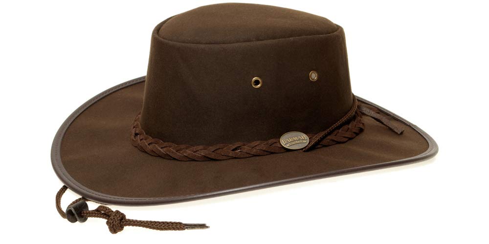 Barmah Hats Unisex Brown 1050 Barmah Australia Oilskin Drover Deluxe Rain Hat - XX-Large