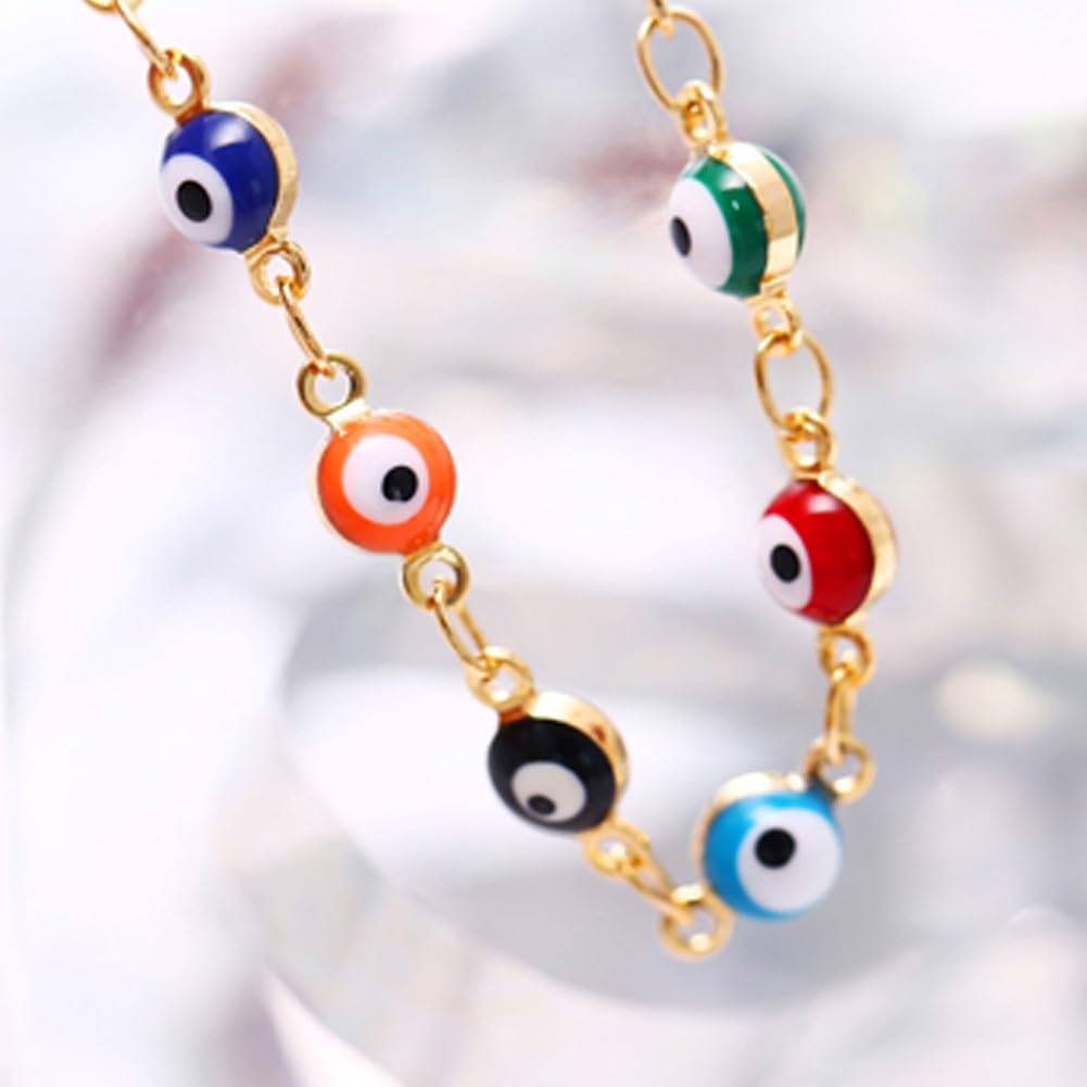 Clataly Colorful Evil Eye Gold/Silver Evil Eye Staff Eckboard Letnia Plaża Evil Eye Damska Regulowana Biżuteria