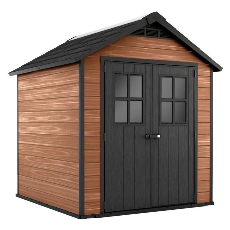 Mondo Viro Caseta de jardín BrioVerde 2 puertas de resina con suelo y ventanas (Mediana - 228 x 287 252 h)