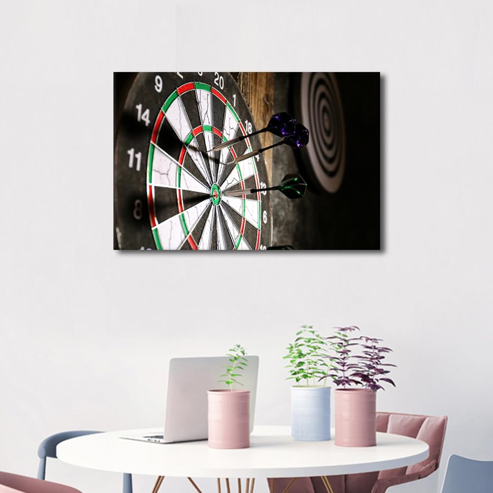 Wall Art Dart Hits the Bullseye Pictures for Living Room Inspirational Wall Art Prints on Canvas Leisure Sport Painting Modern Artwork 1 Panel Wall Decor for Bedroom Office Ready to Hang 24x16 in - Image 2