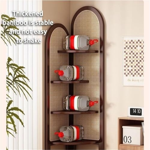 Corner Bookshelf with Storage - Home Furnishing Display Shelf for Small Spaces, Ideal for Bathroom & Kitchen, Stylish Brown Corner Shelves