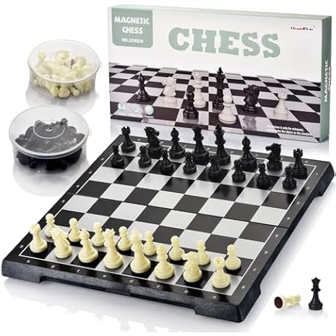 QuadPro Chess Set with Magnetic Travel Folding Chess Board and 2 Extra Queens, Educational Toys for Kids and Adults Cover