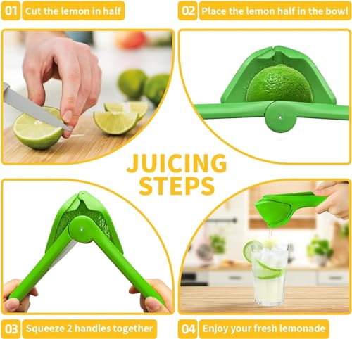 Image of WOODONICK Lemon Squeezer Citrus Juicer Citrus Squeezer That Folds Flat For Space-Saving Storage, Manual Lime squeezer Lemon Juicer Enhanced Leverage to Reduce Effort (Green)