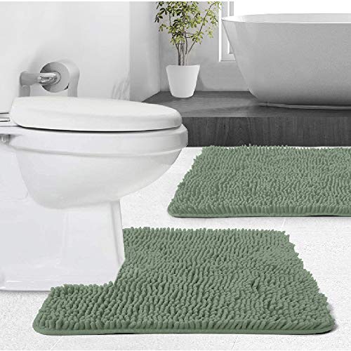 image for GORILLA GRIP Original Shaggy Chenille 2 Piece Area Rug Set, Many Color