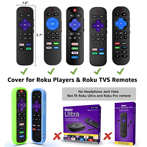 Image of 4 Pack Case for Roku Remote, Cover for Hisense /TCL Roku TV Steaming Stick /Express, Silicone Protective Controller Universal Replacement Sleeve Skin Glow in The Dark Pink Green Blue with Lanyards