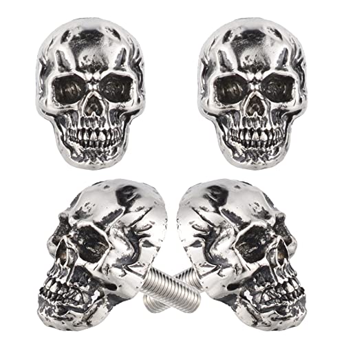 Tornillos antirrobo de calavera cromados para marcos de matrícula, 4 uds