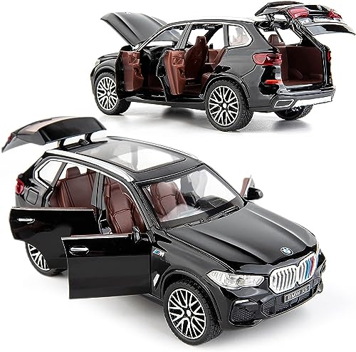 Image of PLUSPOINT Diecast X5 SUV Toy Car Scale Model,Pull Back Vehicles Alloy Simulation Supercar with Lights and Sound Also for Car Dashboard,Kids,Adult (X5-Black)