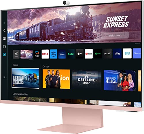 Image of (Refurbished) Samsung 32-inch(80cm) M8 4K UHD Smart Monitor, Mouse & Keyboard Control, HAS, Pivot, Type-C, Smart TV apps, Office 365, Dex, Apple Airplay, BT, IOT, Speakers, Remote (LS32CM80PUWXXL, Pink)