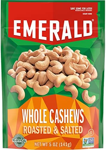 Emerald Nuts, Whole Cashews Roasted & Salted, 5 Oz Resealable Bag