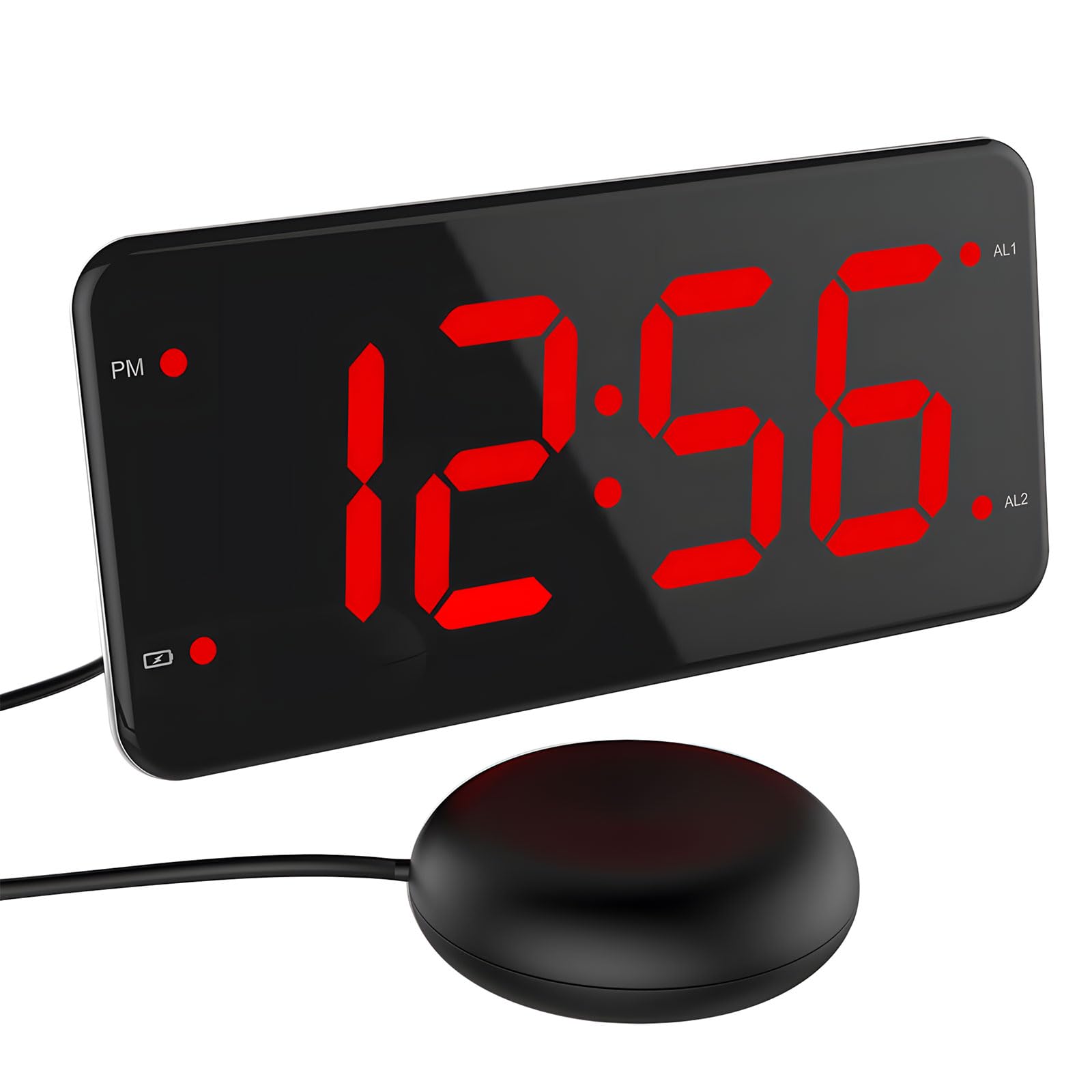 MIDOKSTUA Loud Alarm Clock with Bed Shaker, Vibrating Heavy Sleepers, 4Dimmers, 2 Alarms and Snooze for Bedrooms Loud Bed Shaker Heavy Sleepers