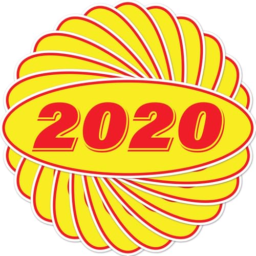Image of 2020 Car Model Year Windshield Stickers | 14 inch x 5.5 inch Oval Stickers for Car Dealerships, Vehicle Windshields (Pack of 12)