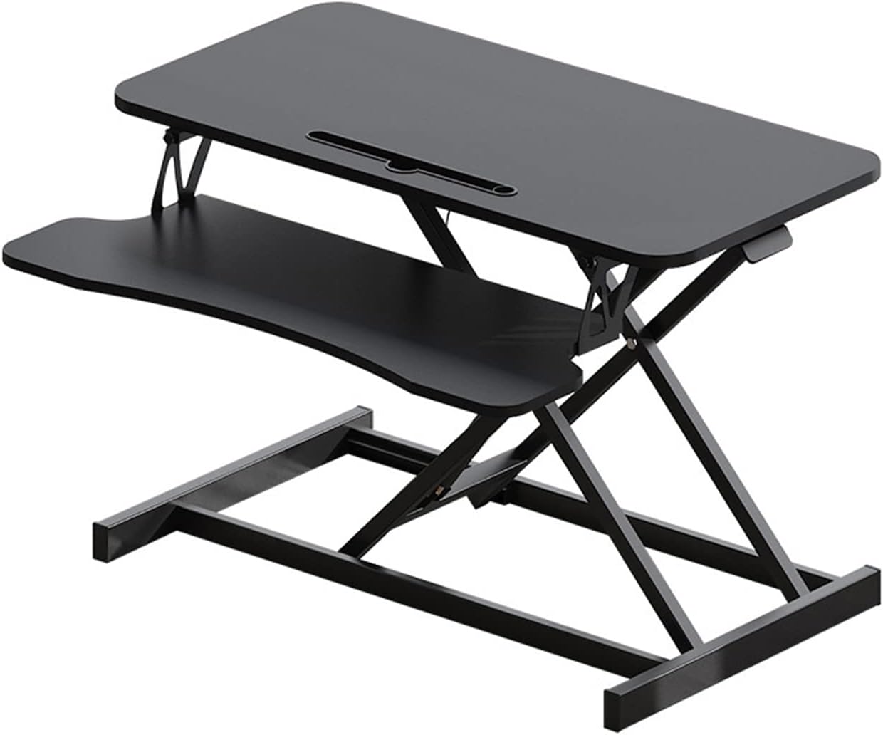 OMIRA Quick Sit to Stand Desktop Gas Spring Riser (Max Height:50cm), 38cm Height Adjustable Standing Desk Converter for Dual Computer Monitors & Laptop Workstation, Perfect Home Office