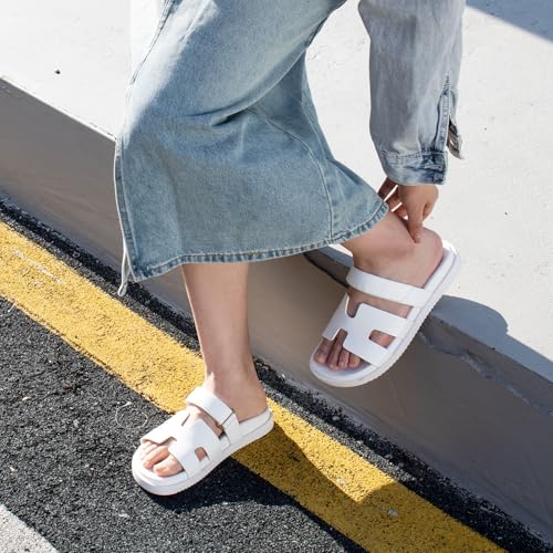 Sandals for Women Open Toe Thick Sole Slide Shoes Comfort Platform Sandals Adjustable Strap Casual Slip on Flats Beach Sandals2