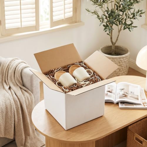 Image of HORLIMER 40 Pack 6x6x6 Shipping Boxes, White Corrugated Cardboard Box for Mailing, Packaging, Small Business