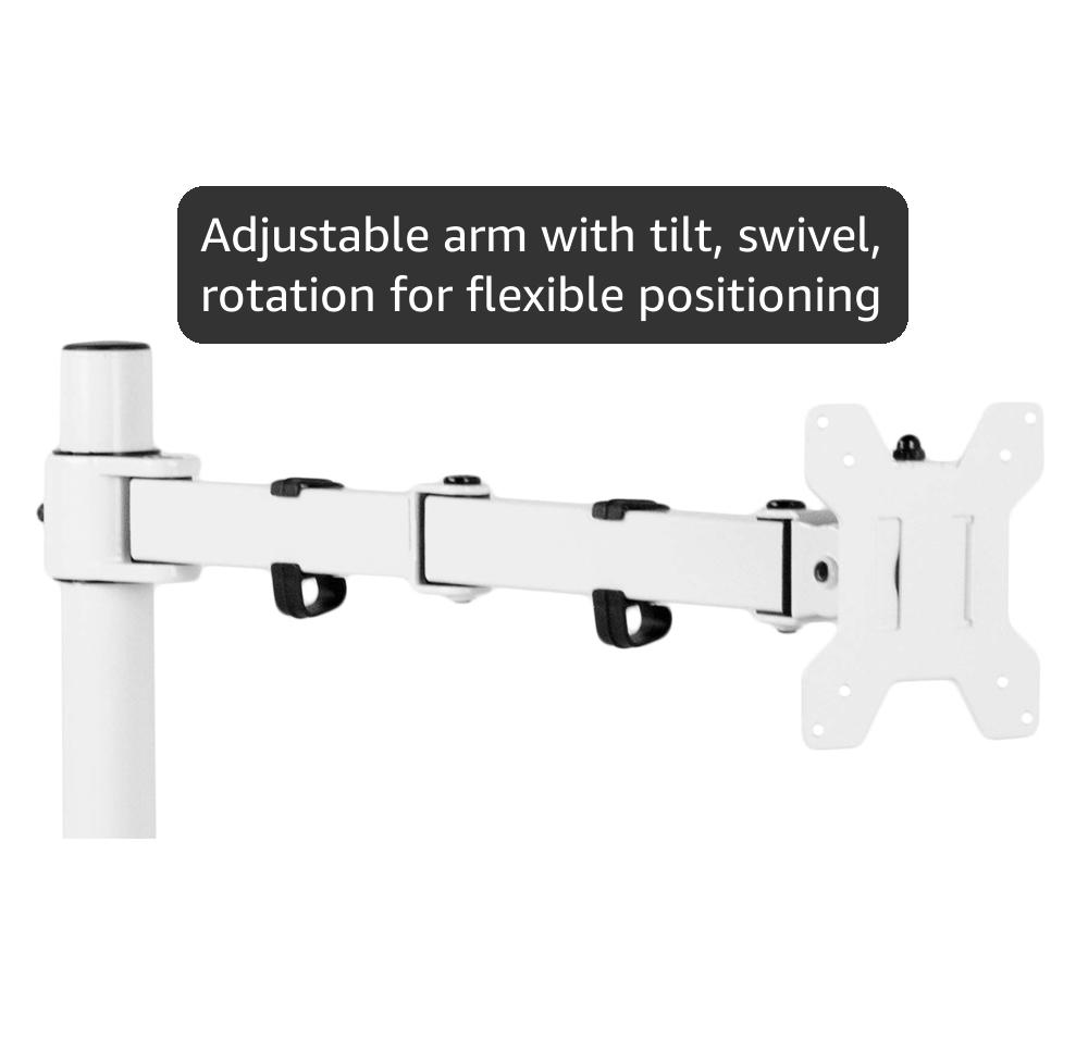 Vivo STAND-V101G1W - Braccio per monitor ultrawide fino a 124,5 cm e 15 kg, supporto da tavolo singolo, altezza pneumatica, VESA max 100 x 100, bianco, STAND-V101G1W