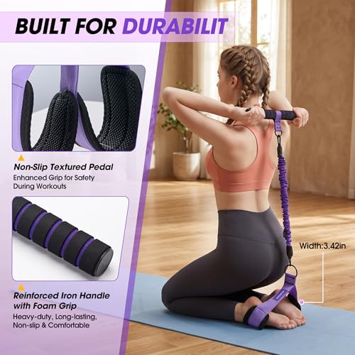 Image of Upgraded Pedal Resistance Band with Handle, 3-Tube Adjustable for Workout
