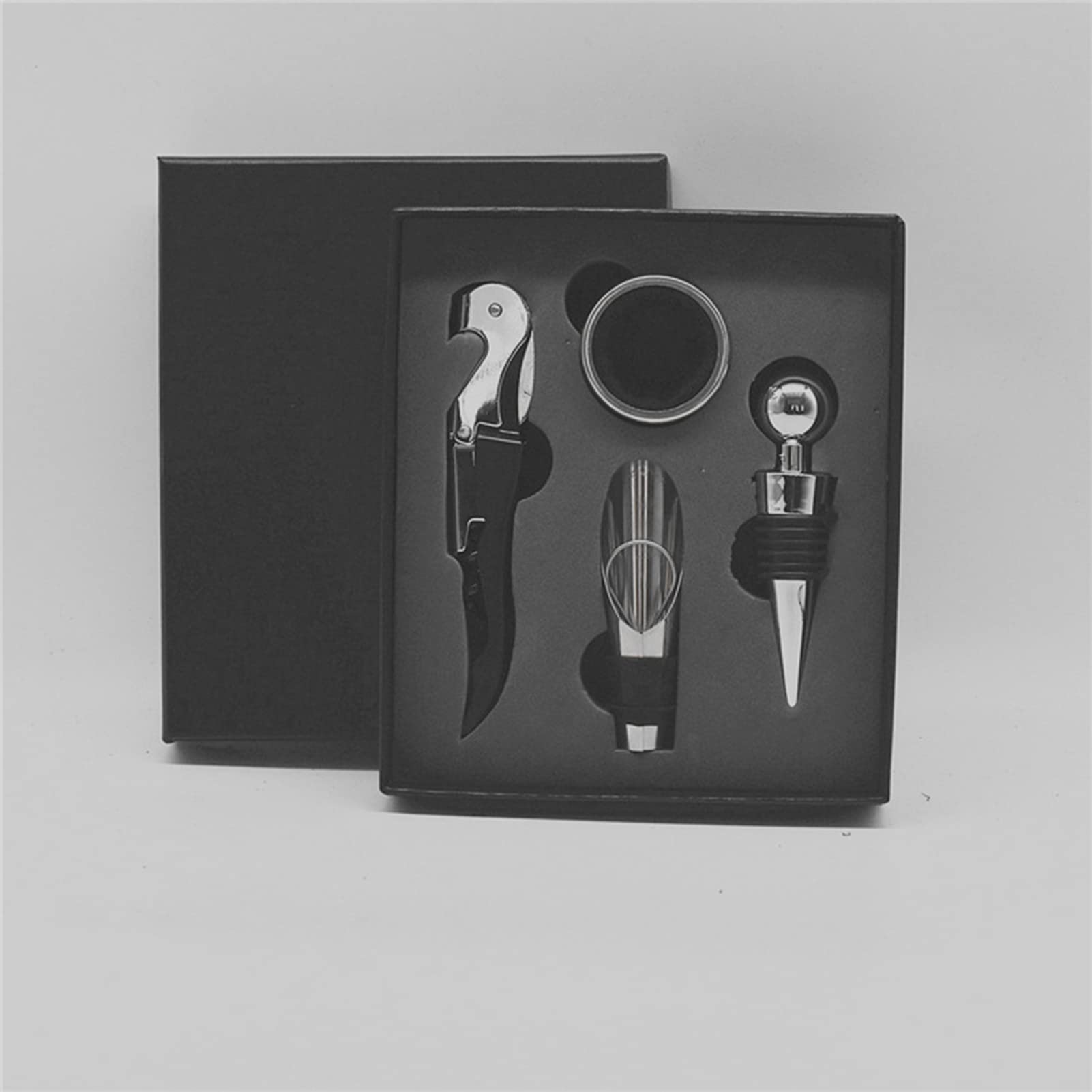 Cyrank Juego De Abridor De Vino, Abridor Manual De Botellas De Vino Tinto Con Estuche Clásico, Kit De Sacacorchos Con Mango De Embalaje De Acero Inoxidable Para El Hogar, Bar Y Restaurante(negro)