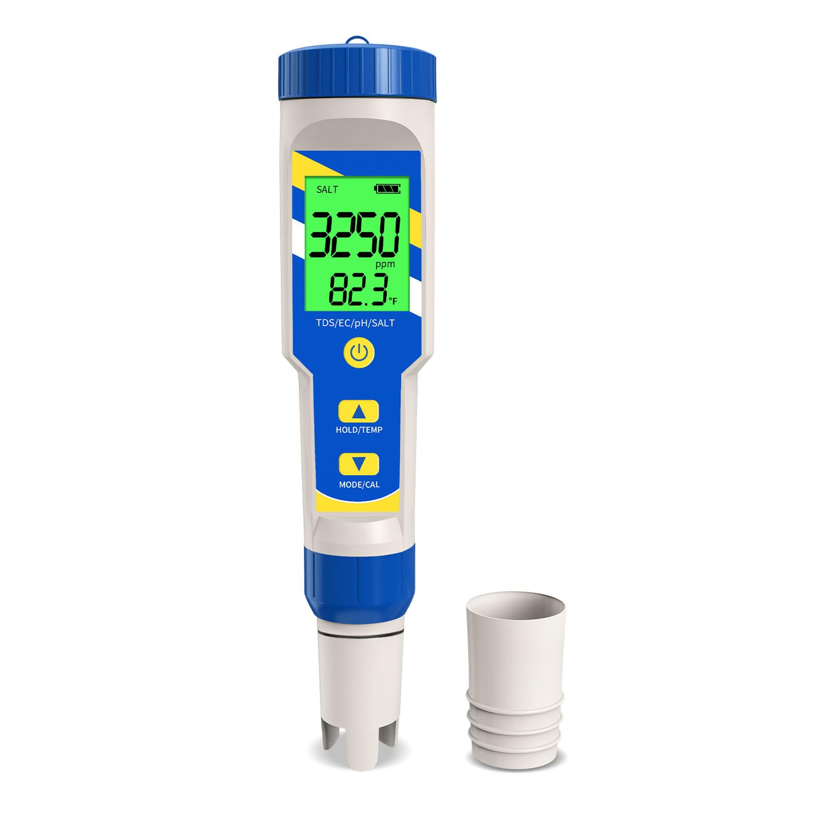 Yewhick pH Meter Water, 5 in 1 pH EC TDS Temp Salt Meter for Hydroponics EC and PPM Water Tester Digital pH PPM Meter for Nutrients Growing Hydroponics Gardening DWC hydroponics System