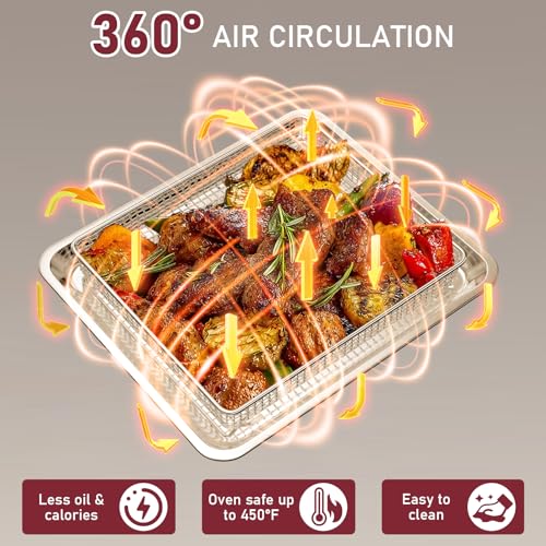 Image of Air Fryer Tray Replacement for Cuisinart TOA-60 /TOA-65 /TOA-70 Oven, Stainless Steel Air Fryer Basket and Tray for Ninja Combi Cooker SFP701 Air Fryer Basket for Oven Air Fryer Pan Accessories for Oven