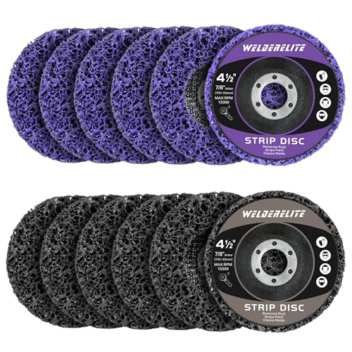 WelderElite Paint Stripping Disc Set 4-1/2'' 12-Pack (6 Purple, 6 Black) for Angle Grinders Rust...