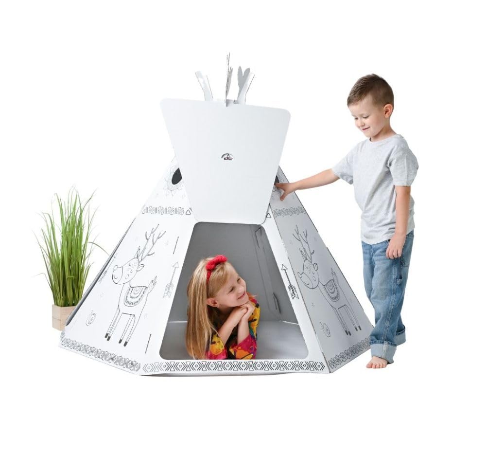 Tektorado - Spielhaus aus Pappe für Kinder - Kinderspielhaus aus Karton zum Bemalen und Spielen - für Outdoor & Indoor - für Kinder ab 3 Jahren