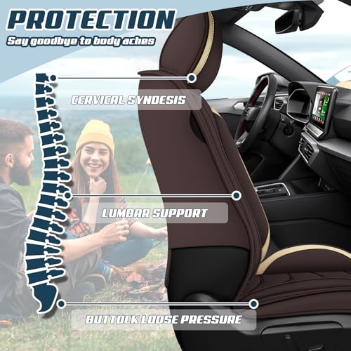 Image of ADERN Car Seat Covers for Jeep Wrangler 2000-2025, Premium Nappa Leather Car Seat Cover, Stylish Sport Seat Covers, Automobile Seat Cover Sets.(Standard 2 Seats /Coffee Color)