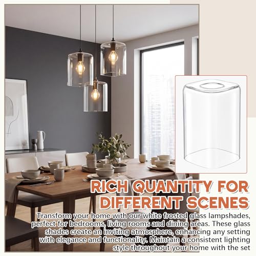 Image of Teenyyou 3 Pcs Clear Square Vanity Glass Shade Replacements for Pendant Light Fixtures Glass Lamp Shade Cover, 1-5 /8 Inch Fitter E26 Base, 4 inchw x 6 inchh, Replacement Lamp Globe for Chandelier Wall Sconce