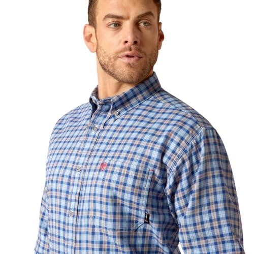 Image of ARIAT Men's Fire Resistant Sierra Work Shirt, Glacier Blue, 3X-Large Tall