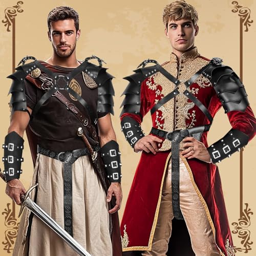 7 pcs men39s renaissance costume set medieval pirate shirt viking shawl belt shoulder armor sword bag cosplay