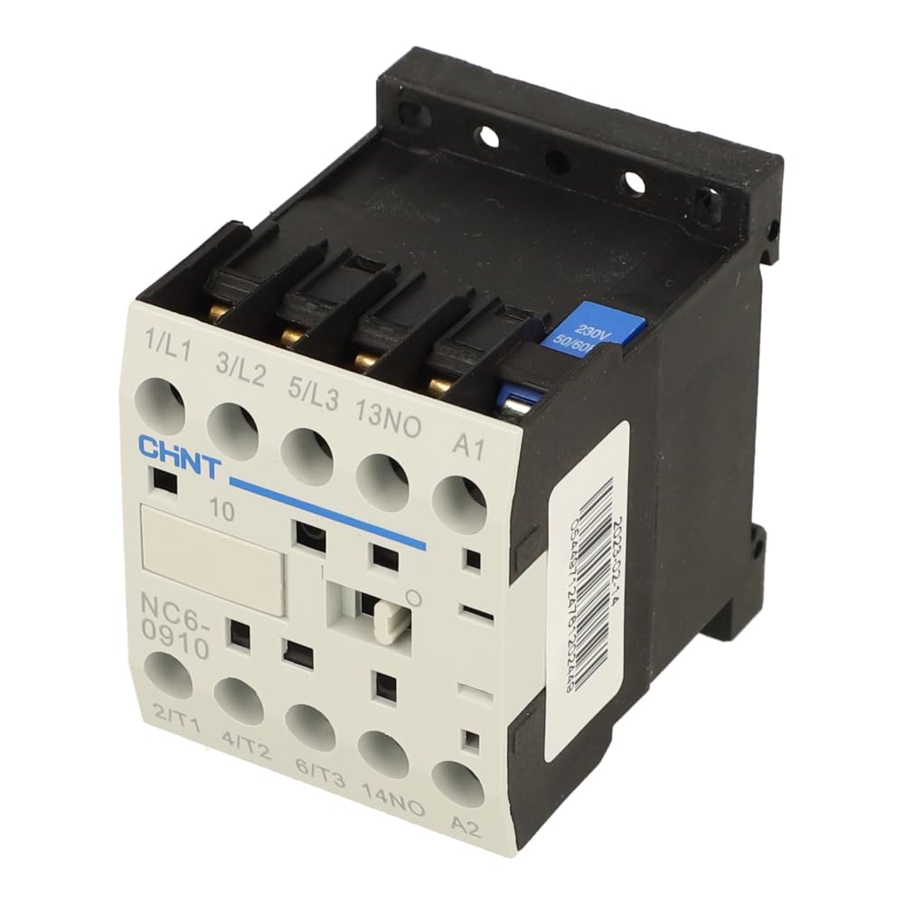 Chint NC6-0910-230V Mini Contactor, 3 NO Main + 1 NO Aux, 240V, 9 A, AC3