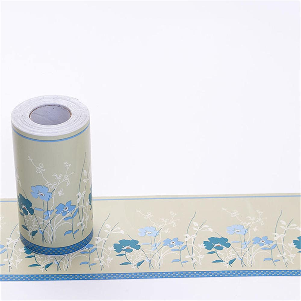 Dostear Wall Borders Peel and Stick Wallpaper Border Window Trim Molding Mirror Frame Kit Wall Panel Bulletin Board Borders Blue Flowers 10 X 1000CM