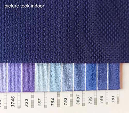 Image of KCS 3 pc of 15 inch x 18 inch Counted Cross Stitch Cotton Aida Cloth Needlework Rolled Fabric Box,14CT,Royal Blue