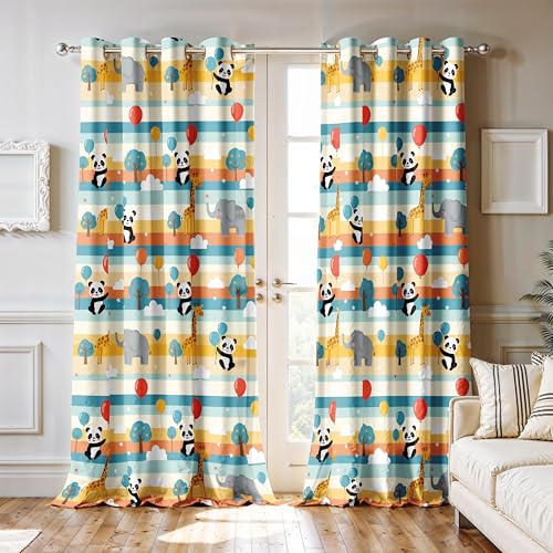 Image of Ultimate Trends Light Filtering Kids Curtain | Fairy, Dragon Castle, Safari & Jungle Animal Prints | for Kids Room Doors and Window | 8 FEET Pack of 1 |Bamboo Parade