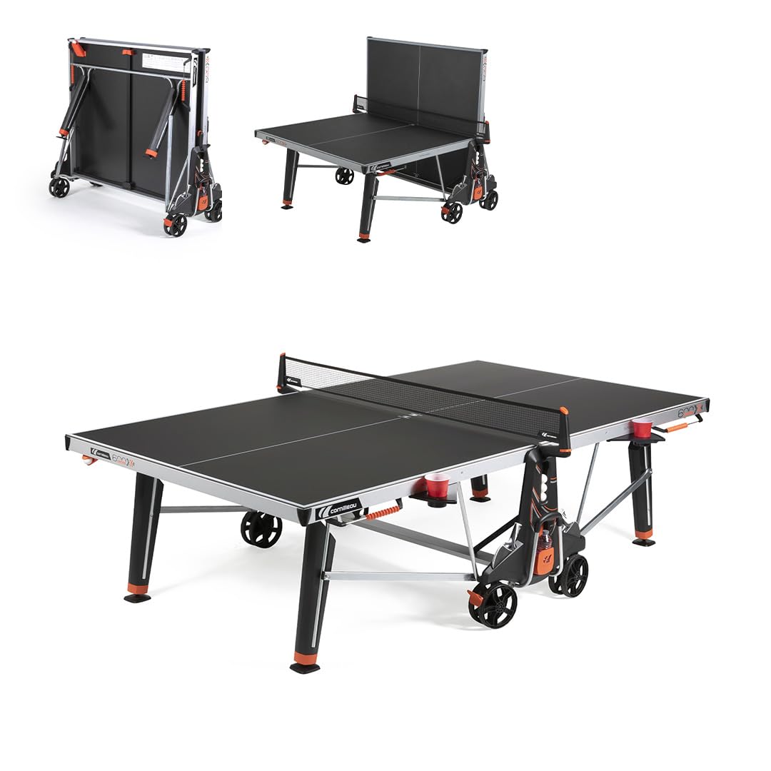 CORNILLEAU- 600X Outdoor Table de Ping Pong d'Extérieur Loisir - Made in France (Plateau Noir 7mm)