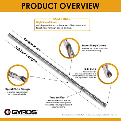 image for Gyros High SpeedSteel Wire Gauge Mini Twist Drill Bits | Includes 12 M