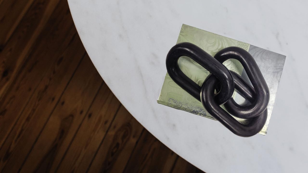 Escultura de cadena de eslabones de mármol negro | Decoración de cadena de eslabones | Nudo de mármol | Eslabón de mármol | Decoración del hogar | Cadena de mármol | Arte de cadena (SIN UNIÓN)